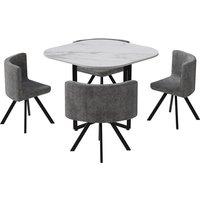 Marble-Effect Dining Table Set with 4 Chairs