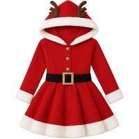 Children's Christmas Reindeer Antler Hooded Dress