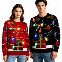 Unisex Christmas Lantern Knitted Jumper with LED Lights