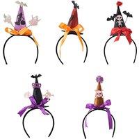 Unisex Black 4 or 5-Piece Halloween 3D Witch Hat Headband Sets