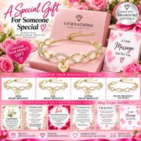 Personalised Multi-Linked Heart Bracelet - Adjustable Charm Bangle, Crystal Accents