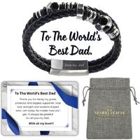 Men's Personalised Leather Infinity Bracelet - Stainless Steel, Adjustable, Gift Message Card