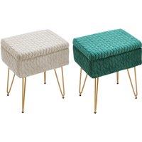 Upholstered Ottoman Vanity Stool with Hidden Storage