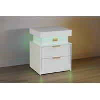 48cm Mercury Ridged Bedside Table with LED Light Strip