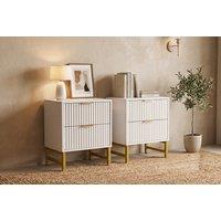 Mercury Ridged Bedside Table with 2 Drawers - Black or White