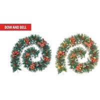 270cm Snow-Flocked Christmas Garland with LED Lights - 4 Options