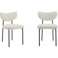 Set of 2 Luca Boucle Dining Chairs with Sturdy Wooden Frame
