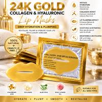 24K Gold Collagen & Hyaluronic Acid Lip Masks - Deep Hydration & Anti-Ageing for All Skin Types (Mask Patches)