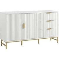 White Ridged Sideboard with 3 Drawers- 160cm