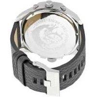 Diesel Uber Chief Men's Quartz Chronograph Watch - 55mm Stainless Steel, Black Leather Strap, Water-Resistant