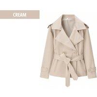 Black Women's Short Trench Jacket with Belted Waist - 11 Colours