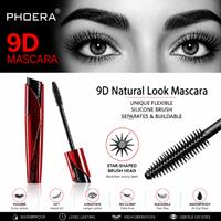 x2 PHOERA 9D Waterproof Mascara - Jet-Black, Lengthening & Volumising, Smudge-Proof Formula