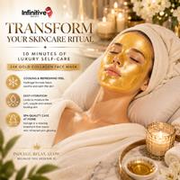 IB 24K Gold Collagen Crystal Hydrating Face Mask - Anti-Ageing Sheet Mask for Radiant Skin