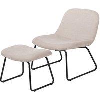 Chiara Natural Chenille Chair with Footstool
