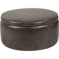Arturo Peppercorn Leather Storage Pouffe