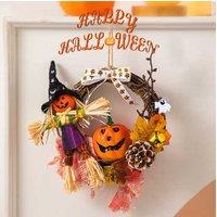 Festive Rattan Christmas Door Wreath - Traditional Hanging Ornament, 25x35cm