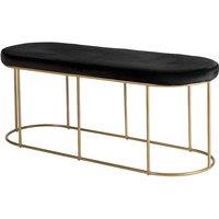 Nino Black Velvet & Gold Metal Bench