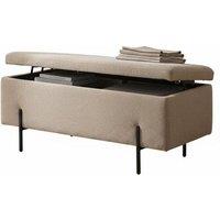 Catania Taupe Teddy Storage Bench with Black Metal Legs