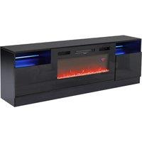 Recessed Electric Fireplace TV Stand with LED Lighting & Storage