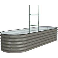 240cm x 80cm x 42cm Outdoor Galvanised Steel Raised Garden Bed with Trellis