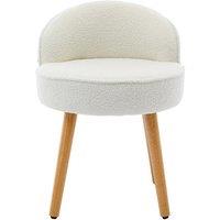 Teddy Fleece Dressing Table Stool with Rubberwood Legs