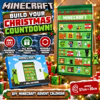 Minecraft DIY Kids Toy Advent Calendar - 24 Pocket Reusable Christmas Countdown