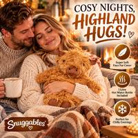 Snuggables Highland Cow Hydrating Body Warmer - For All Skin Types, Soft Plush Cover, 1L Bottle