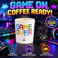 Game Over Hydrating Ceramic Mug - For Gamers, All-Day Comfort, Durable Build