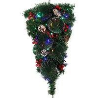 Christmas Teardrop Swag with Berries, Pine Cones and Festive Lights