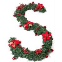 2.7m Artificial Christmas Garland with Berries and Ornaments
