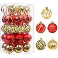 30-Piece Gold & Red Christmas Ornaments Set