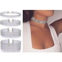 4Pc Diamante Choker Necklace Set