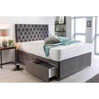 Velvet Plush Divan Bed With Headboard, Drawers & Mattress