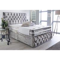 Crushed Velvet Divan Bed W/ Bonnell Memory Sprung Mattress & Cover - 6 Sizes