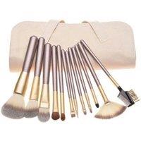 12Pc Gold Makeup Brush Set