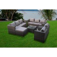 9-Seater Rattan Garden Furniture Set - Mixed Grey