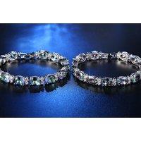 Luxury Crystal & Lab-Created Rainbow Topaz Bracelet - 2 Colours! - Silver