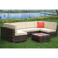 6-Seater Rattan Sofa & Table Set - Brown Or Grey & Cover Options!