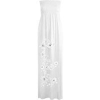 Floral Print Bandeau Maxi Dress - Cream, Stone Or White