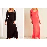 Long Sleeve Maxi Dress - 5 Uk Sizes & 20 Colours - Black