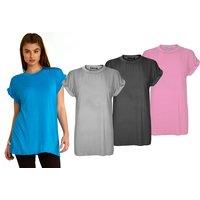 Women'S Roll Sleeve Jersey T-Shirt - 5 Uk Sizes & 9 Colours!