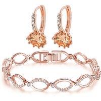 Rose Gold Bracelet Set - Made With Crystals