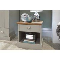 Contemporary Light Grey & Oak 1-Drawer Bedside Table - Modern Bedroom Storage, Compact Nightstand