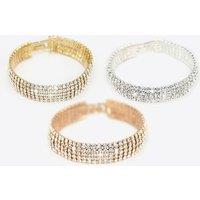 T Five Row Pave Bracelet Made With Crystals From Swarovski - Silver