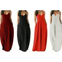 Women'S Strappy Sling Dress - Red, Grey, Orange Or Black!