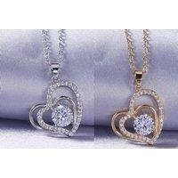 Beautiful Open Heart Crystal Necklace - 2 Colours! - Silver