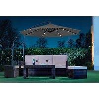 Weather-Resistant Aluminium Solar LED Cantilever Parasol - 270cm Garden Shade