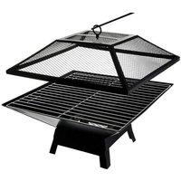 Outdoor Square Fire Pit With Bbq Grill