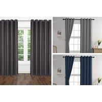 Thermal Blackout Eyelet Curtains - Navy, Teal Dark Grey Or Silver!