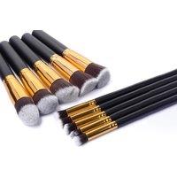 10Pc Kabuki-Style Makeup Brush Set - 2 Colours